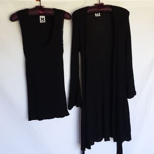 M Missoni black 2 piece matching set tank cardigan
